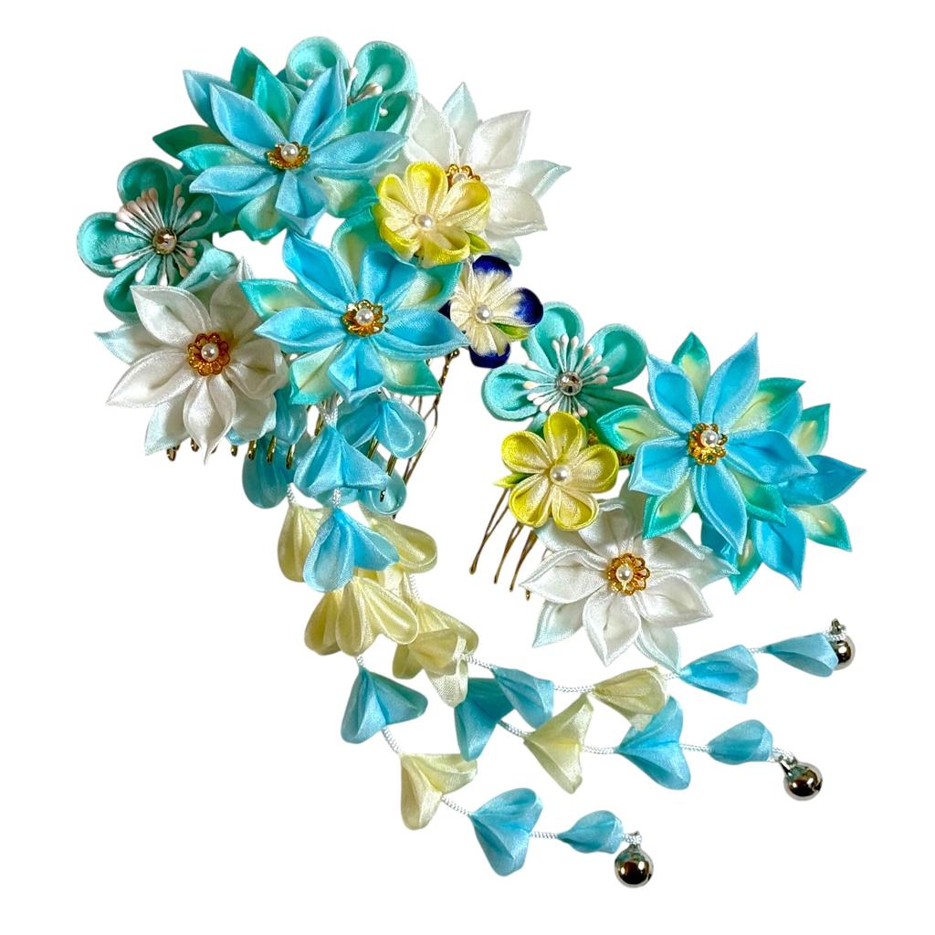 Hair Ornament for Ceremony Kimono Coming-of-Age (Light Blue) KZ-3