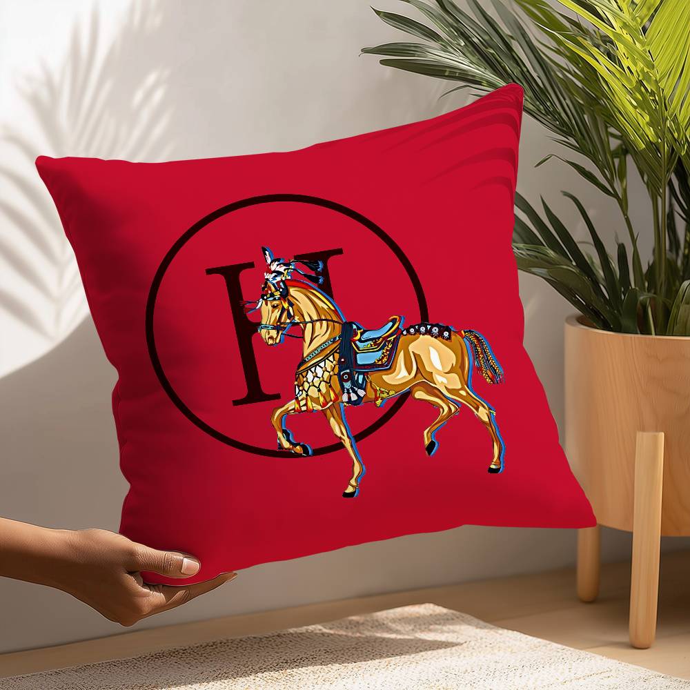 Luxury Horse Pillow Case Plush Fabric Soft  Pillowcase Double Sided Print Cushion Cover Household Gifts
