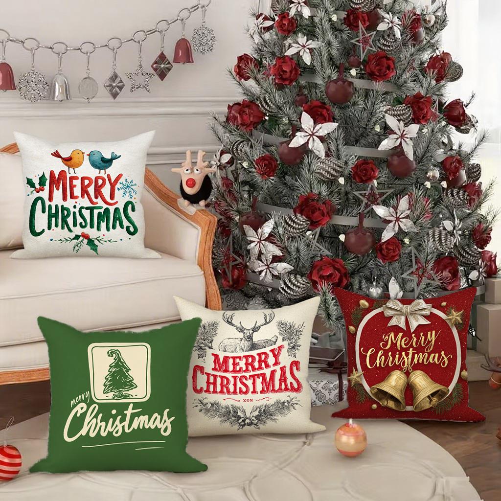 Merry Christmas Themed Pillow CoversSuitable for Sofa Car Bedroom Decorative Cushion Cover Pillow Cover