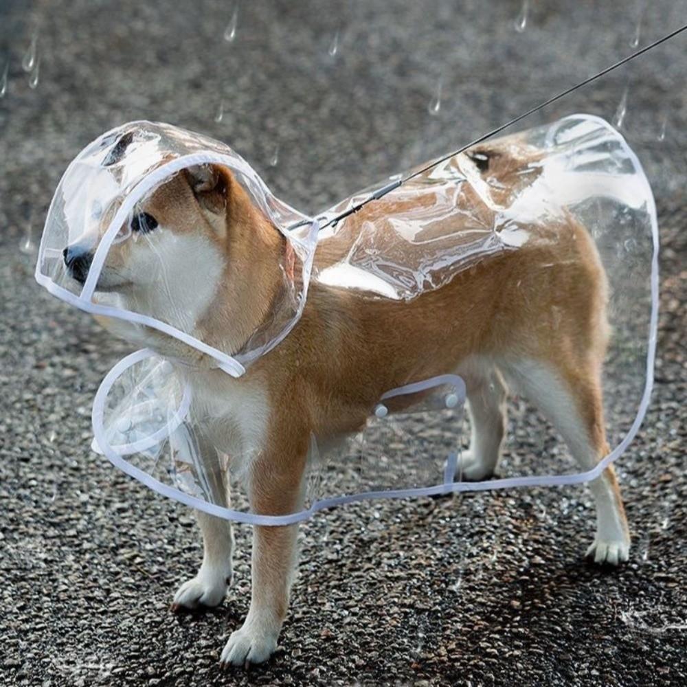 Transparent Dog Hooded Raincoat High Visibility Pet Rain Jacket Breathable Pet Clear Clothes Puppy