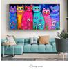 Modern Cats Wall Art Canvas Prints Colouful Animals Canvas Paintings On The Wall Graffiti Pop Art Canvas Pictures For Kids Room