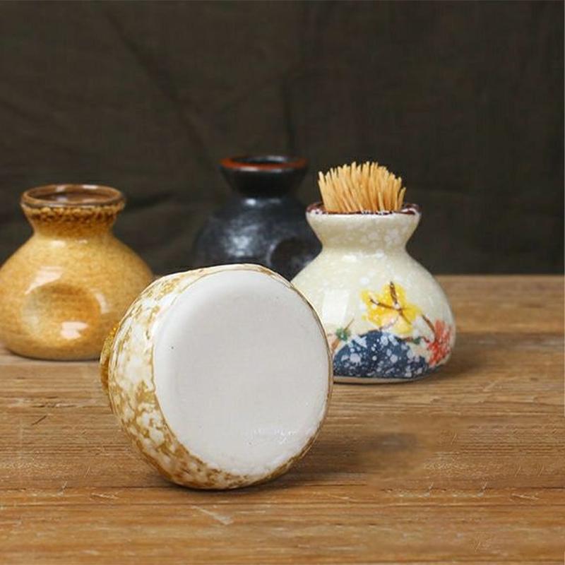 Keramik-Zahnstocherhalter Japanischer Stil Zahnstocherspender Behälter Tasse Mini-Vasen Dekoratives Glas für Heimdekoration