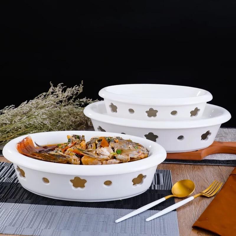 Commercial Ceramic Warming Fish Plate with Stove