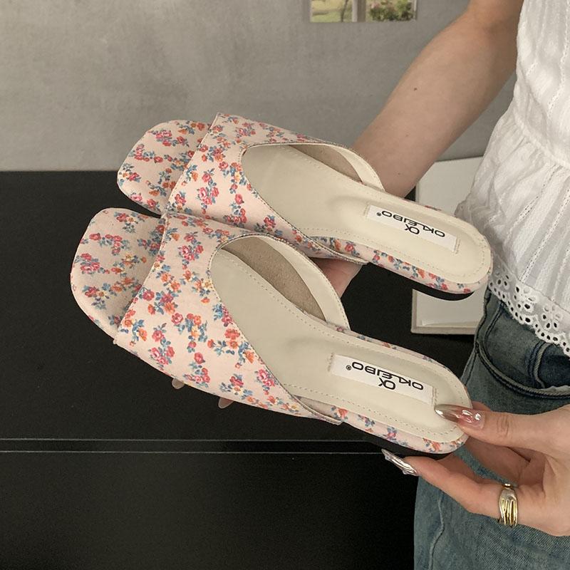 Fashion Fashion Square Toe Ladies Flats Slippers Sandals Shoes Summer Beach Female Slides Women Flats Slippers Shoes