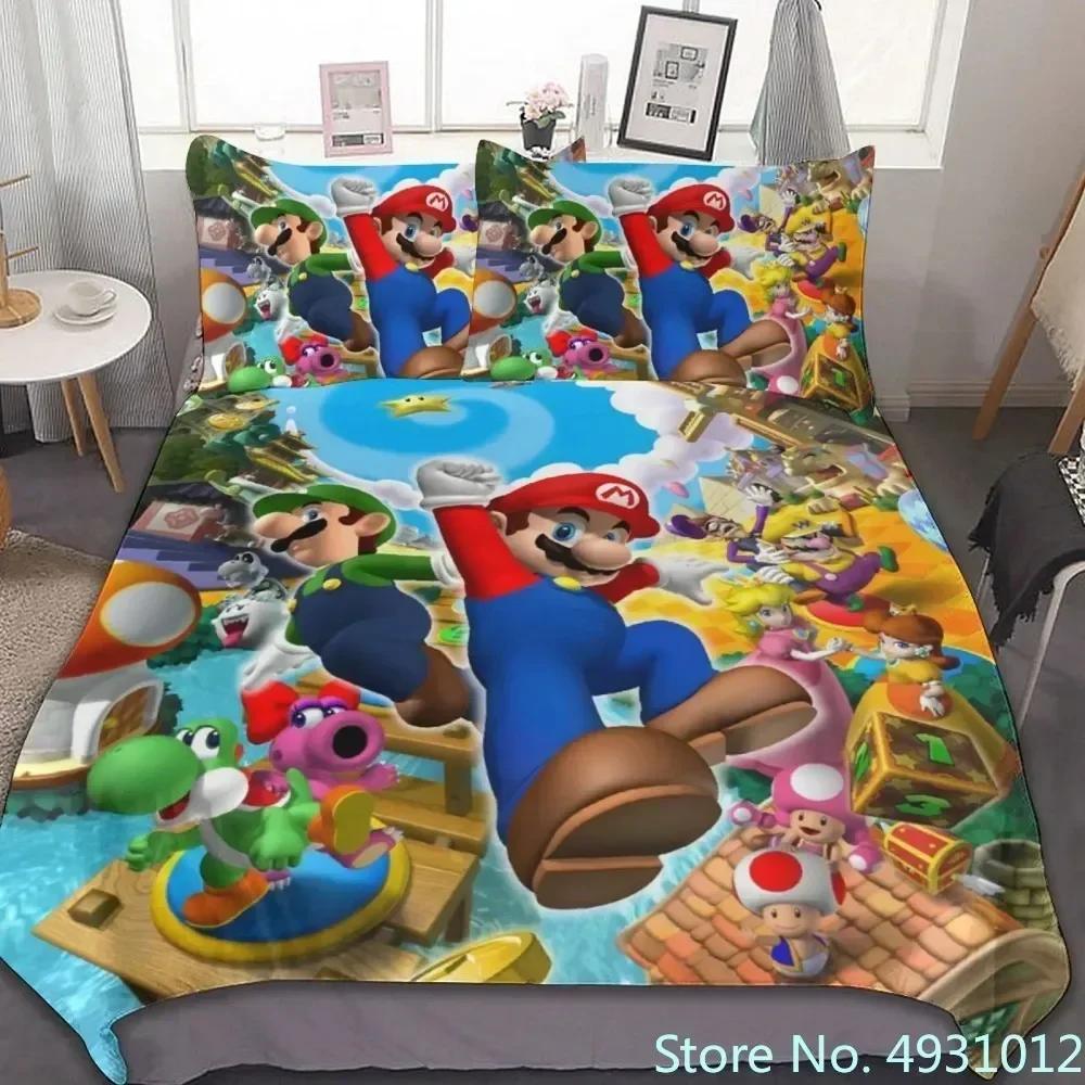 

Затишний дитячий комплект постільної білизни з аніме Super Mario Аніме 3D підковдра для дитини Дітей Підлітків Дорослого Домашній текстиль Покривало EU Single(135*200cm)3pcs
