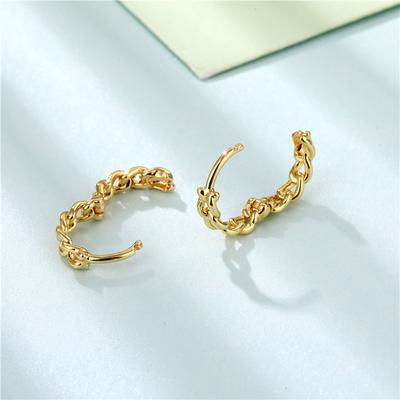 Personality INS Style Ear Pins Smooth Surface Ear Hooks and Simple Chain 1 Pair of Twisted Earrings