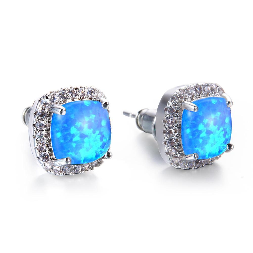Luxury Female Yellow Pink Stone Earrings Fashion Silver Color Wedding Jewelry Vintage Double Stud Earrings for Women