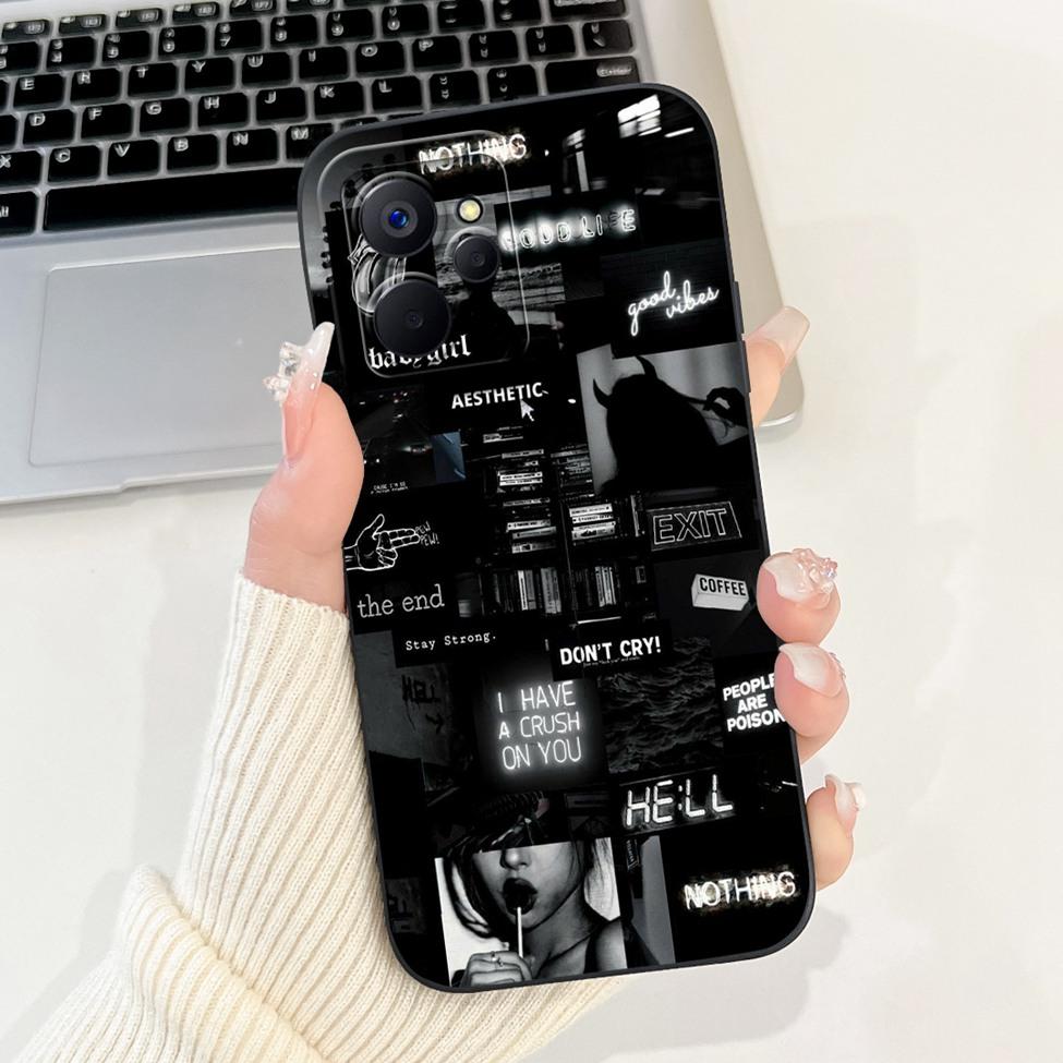 For Realme10 5G China RMX3663 Cover For Realme 10 5G Case Silicone Luxury Fashion Flowers Kawaii Cute Cat Shockproof Phone Case