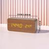 Voice Control Wooden Digital Clock Creative Multi-Functional LED Alarm with Temperature Display Modern Minimalist Home Decor