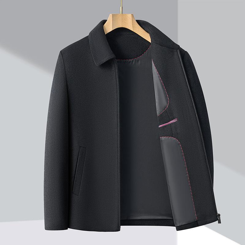 Φθινοπωρινό και χειμερινό 100% μάλλινο μπουφάν ανδρικό μεσήλικων και ηλικιωμένων casual κοντό παλτό πατρικό ρούχο παλτό με πέτο δημοσίου υπαλλήλου