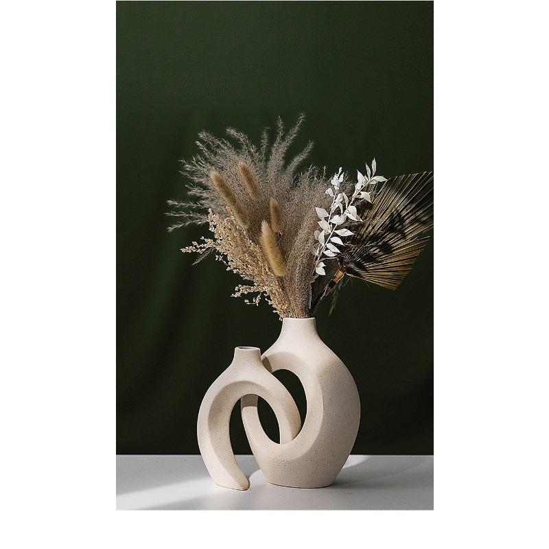 Nordic Ceramic White Vase Ins Style Creative Flowerpot Flower Arrangement Simple High Sense Wholesale European Entry Lux