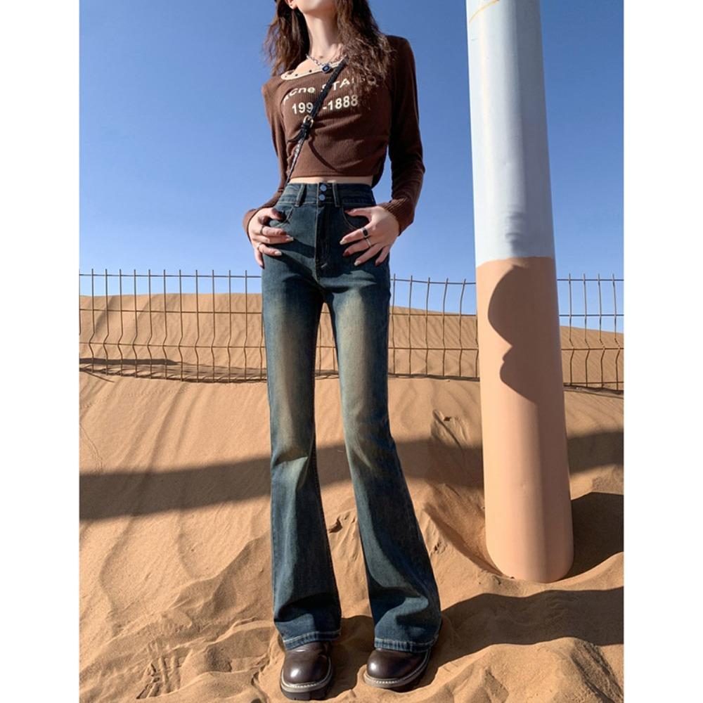 

Американские джинсы микро-пулл с высокой посадкой женские весенне-осенние новые популярные модные джинсы-подковы для худеньких девушек XL