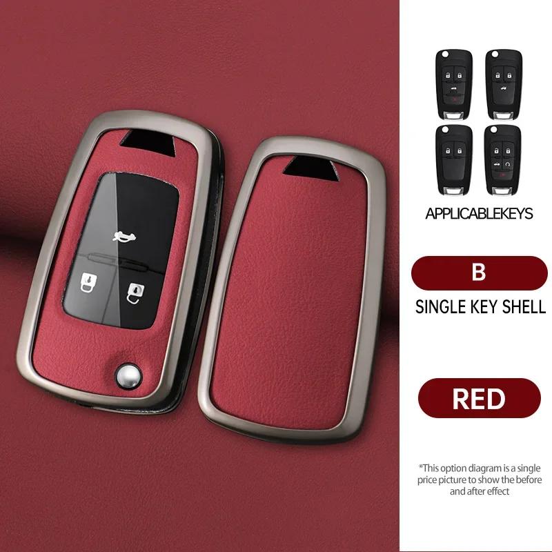 Zinc Alloy Genuine Leather Auto Key Fob Case Cover Fit For Chevrolet Tahoe Suburban Fit For Gmc Yukon Fit For Buick Envision S Plus Avenir -