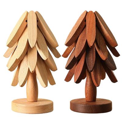 Foldable Wooden Tree Trivet Coaster Non-Slip Cup Coaster Set For Cookware Stove Pan Cup Teapot Hot Dishes Bowl Kitchen Dining