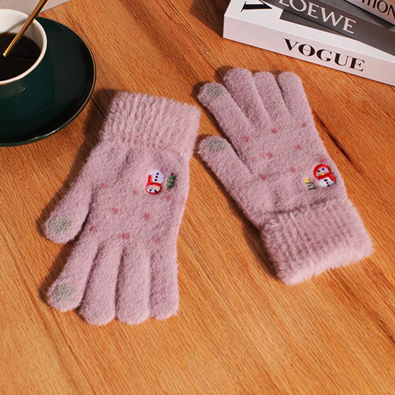 Winter Female Ins Cute Velvet Cold-proof Soft Girl Cycling Five-finger Cycling Season