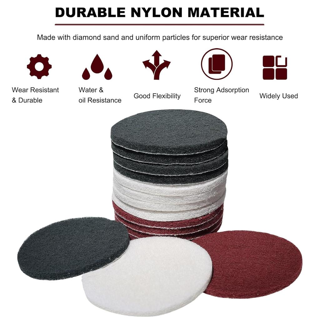 15 Pack 5 Inch Hoop And Loop Multipurpose Scrubber Scouring Pads - Flocking Scuff Pads, Conditioning Discs Polishing Pads For Furniture Automotive