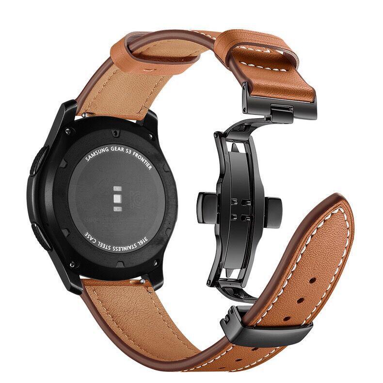 Echtes Leder Armband mit Schmetterlingsverschluss für Samsung/Huawei Uhr - Universell 20mm/22mm