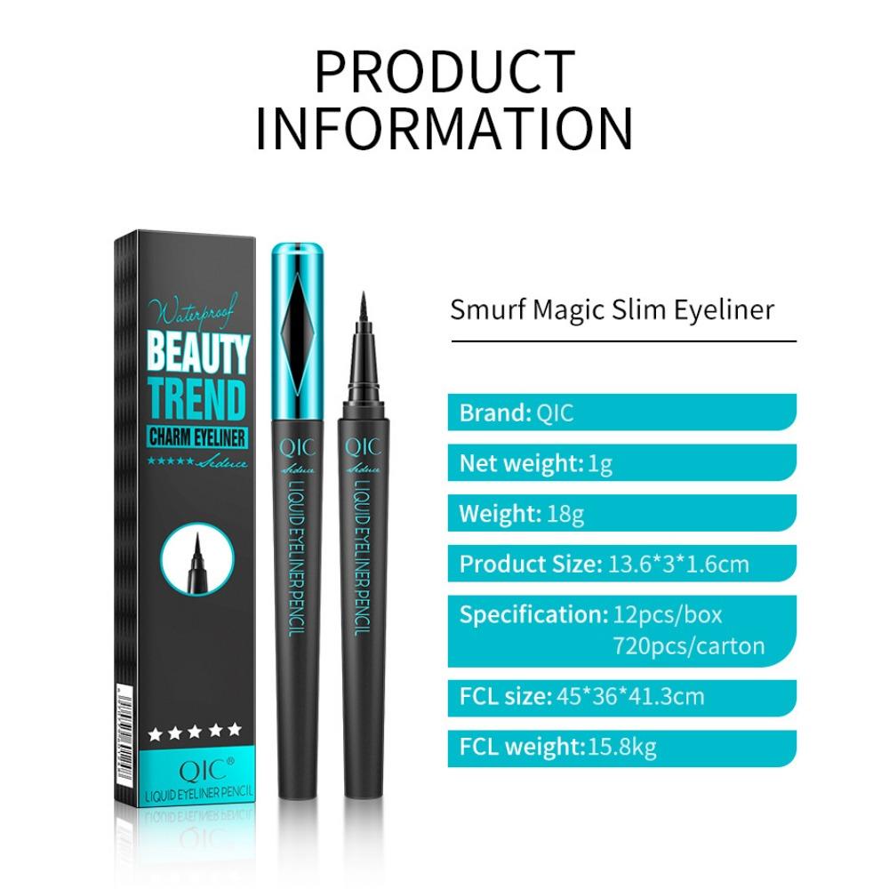 QIC Membrane Blue Eye Pen Fast Dry Black Holding Makeup, Waterproof Sweat Eyeliner