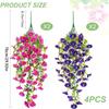 Outdoor Artificial Flowers Artificial Plants Outdoor 4Piece Petunias Silk Bouquet Weatherproof Fade-Proof For Balcony Garden
