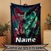 Custom Name Personalized Horror Theme Chucky Print Blanket, Home Decor, Bedroom, Sofa, Camping, Couch, Gifts for Birthday Christmas