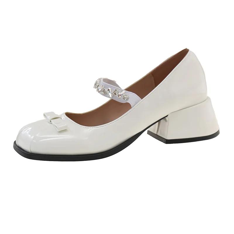 Fashion Hot Selling Summer Shoes Ladies 2025 Women's Square Toe Female Footwear New Modis On Heels Pumps High Mary Janes Shoes Woman