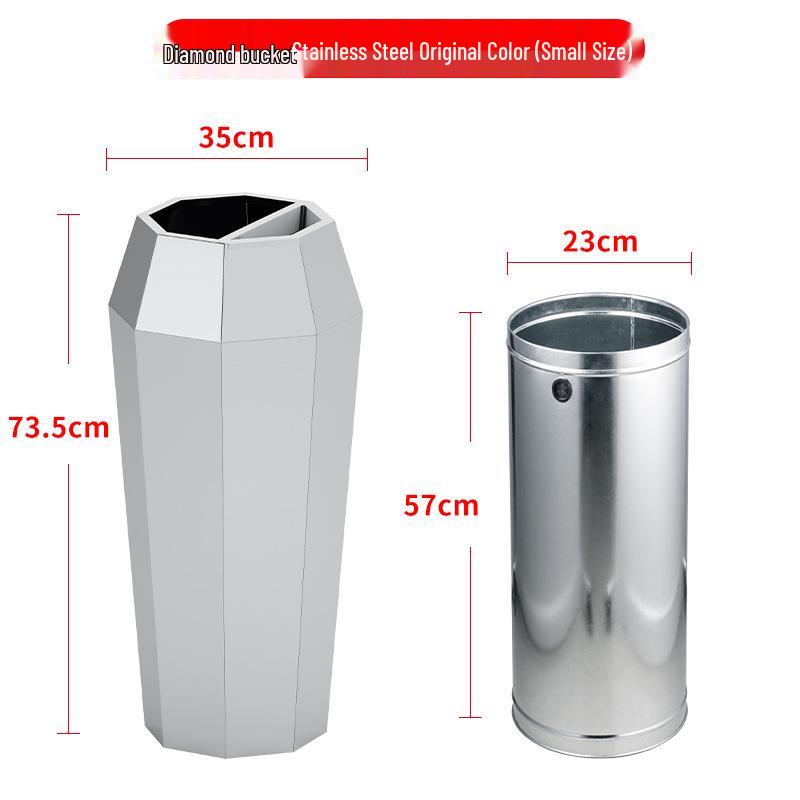 

Large Capacity Stainless Steel Anti-Fingerprint Trash Can with Ashtray for Hotel, KTV, Club, and Shopping Mall