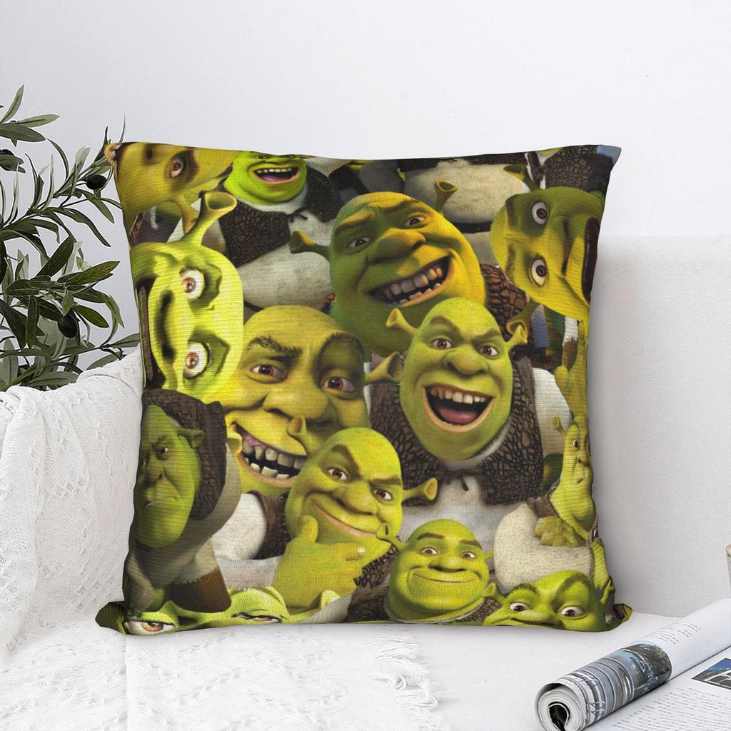 Shreks Meme Funny Pillowcase Polyester Cushion Cover Decoration Pillow Case Cover Home Zippered 18'