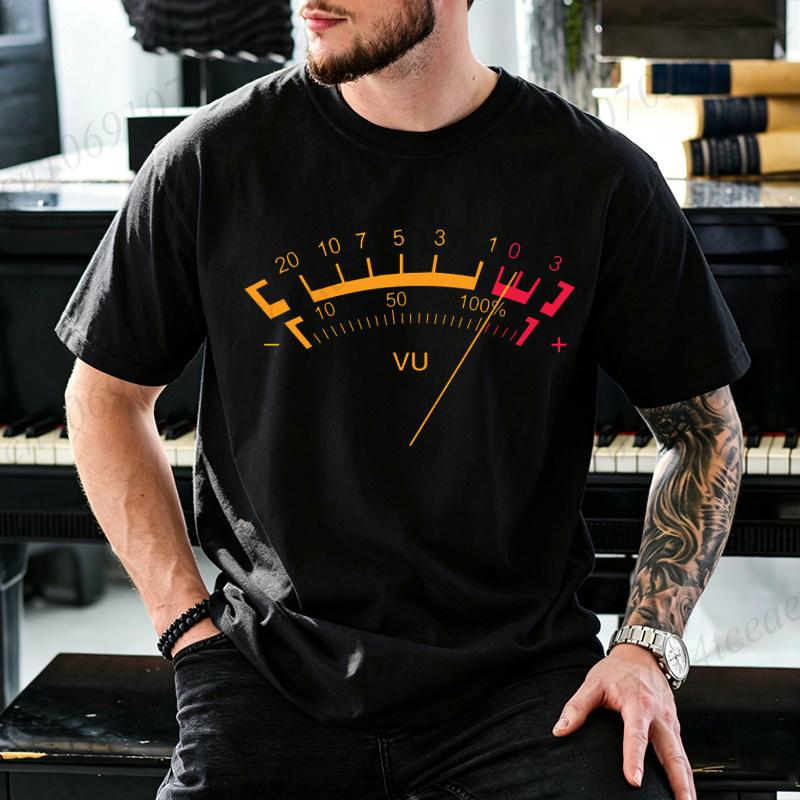 VU Volume Meter Graphic T-Shirt Unisex Rock DJ Recording Studio Engineer Tshirts Short Sleeve Tee Novelty Musician Casual Shirts