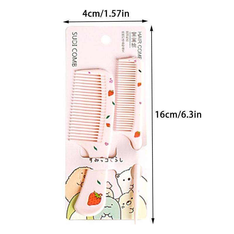 2Pcs Kids Hairdressing Comb Anti-Static Pointed Tail Combs For Girls Children Cute Strawberry Fruit Women Hair Comb Styling Tool