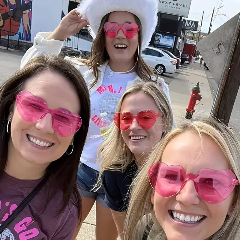 2026 Women Colors Polycarbonate Heart Shape Tinted Party Sunglasses Girls Vintage UV400 Colors Rimless Polarized Sun Glasses