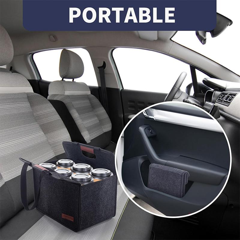 1Pcs Foldable Tote Bag With Handles Reusable Drink Cup Carrier For Daily Commute Car Picnic Cruise Party Grocery Outdoor Travel