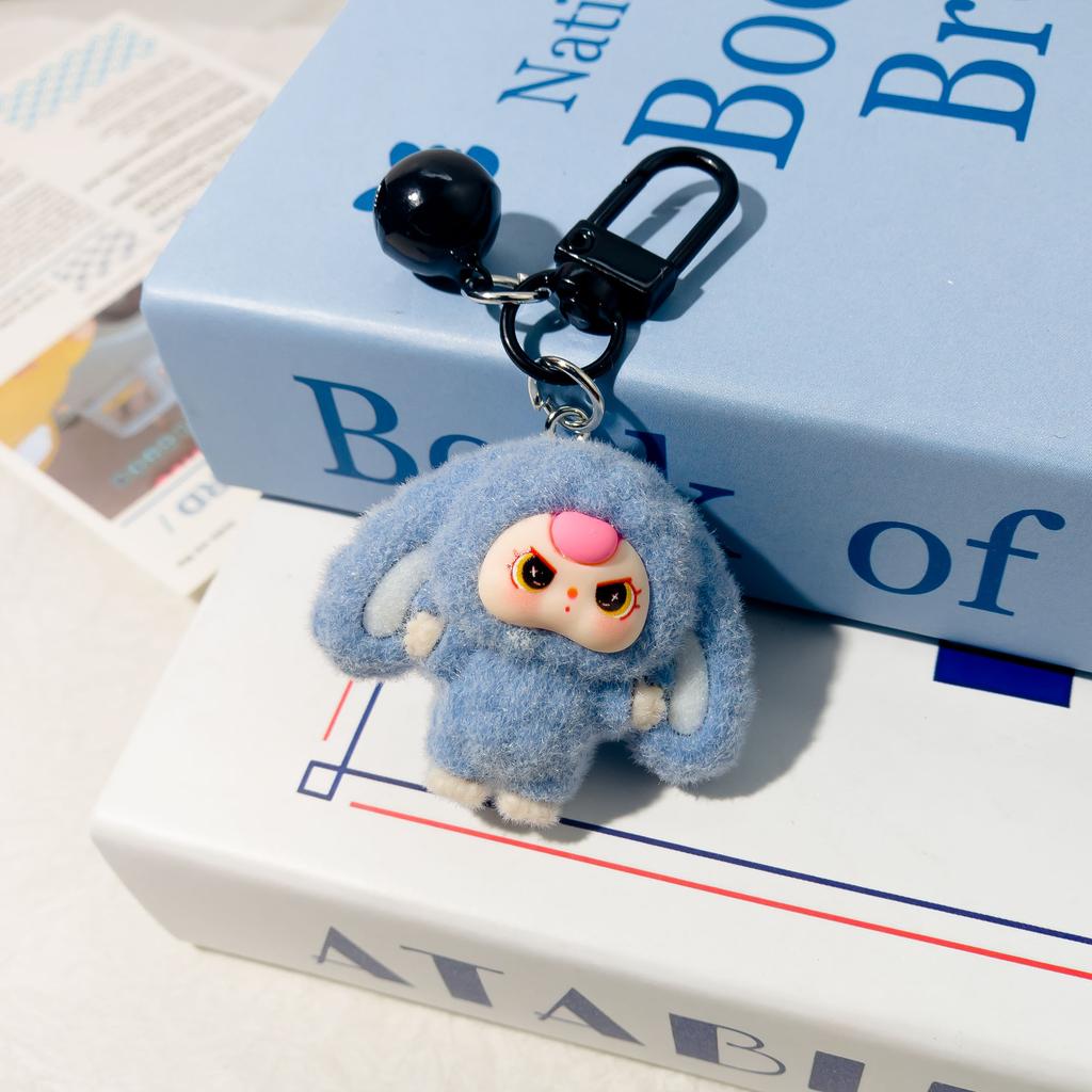 Klokkeformet Flokkering Store Ører Treåring Tegneserie Nøkkelring Tredimensjonal Figur Student Skolesekk Anheng LAbubu