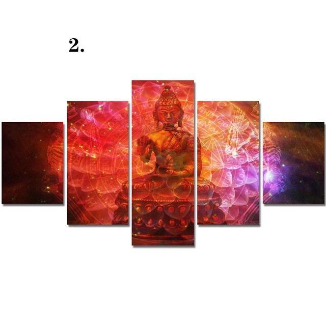HD Print Modular 5 PiecesBuddhism Meditation Posters Canvas Painting Art Modern Home Decor for Living Room Wall Picture No Frame