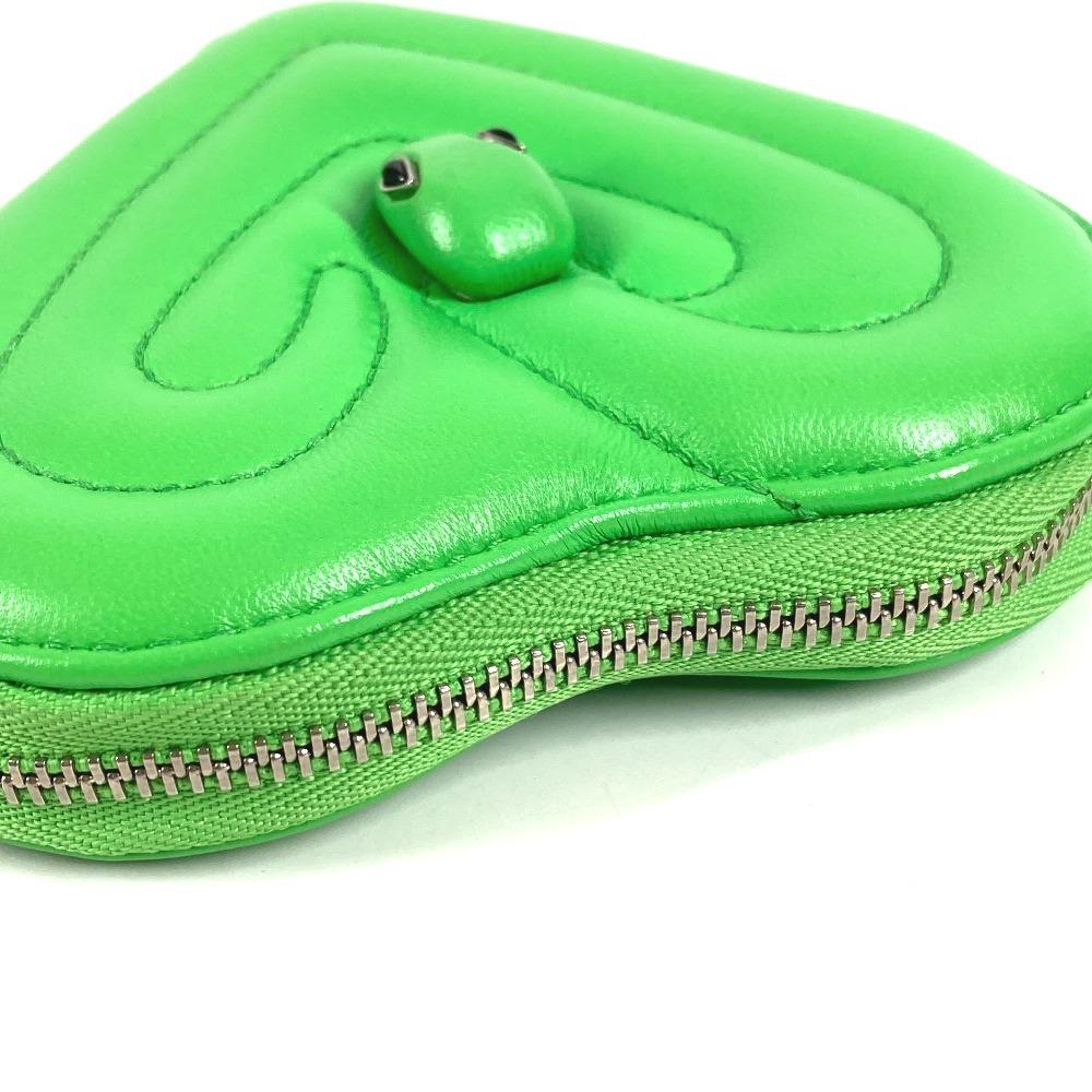 BVLGARI AMBUSH Logo Heart Wallet Coin Compartment coin purse Leather Green