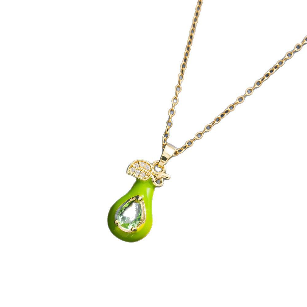 Fresh Pastoral Summer Fruit Heart Necklace for Women, Versatile Titanium Steel Clavicle Chain