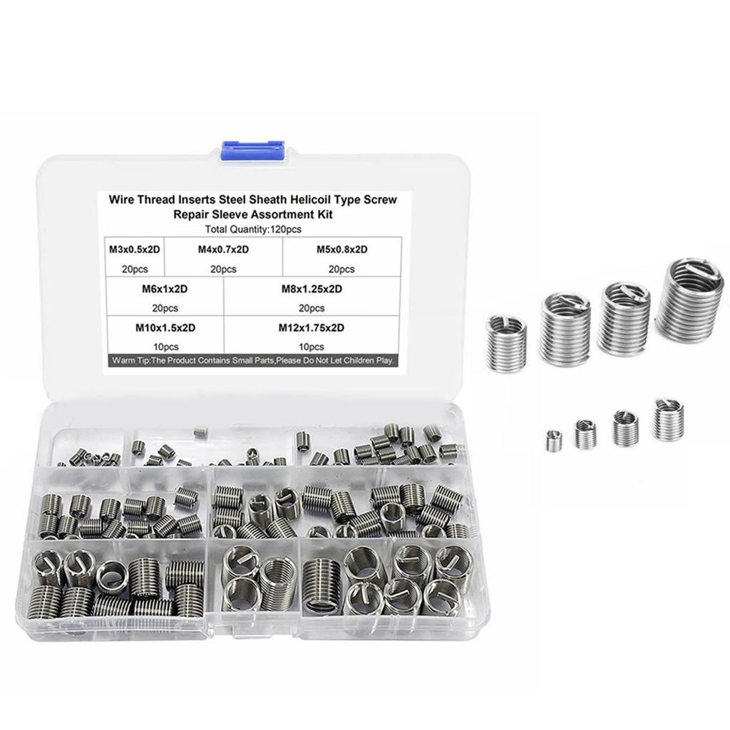 120 Pcs Insert Nut M3 M4 M5 M6 M8 M10 M12 Stainless Steel Shock Impact Resistant Threaded Insert