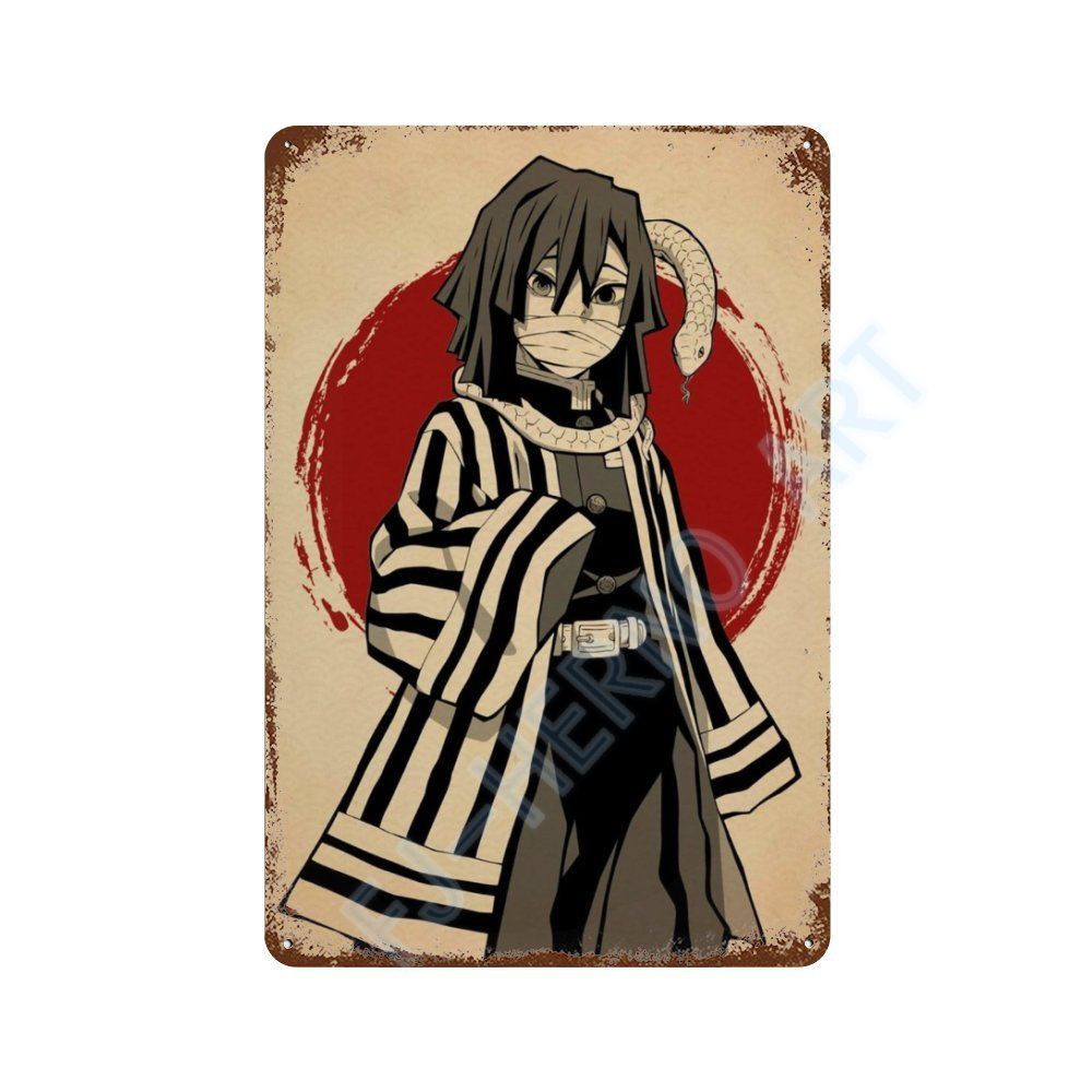 Japan Retro Anime Demon Slayer My Hero Academia Jujutsu Kaisen Metal Tin Sign Plaque Wall Art Home Kids Room Decorative Plates