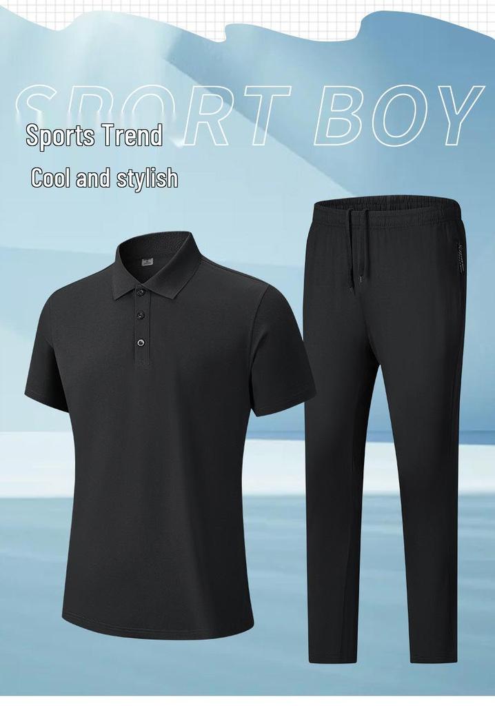 2026 Men's Casual Cotton Polo and Pants Set – Breathable, Comfortable, Customizable