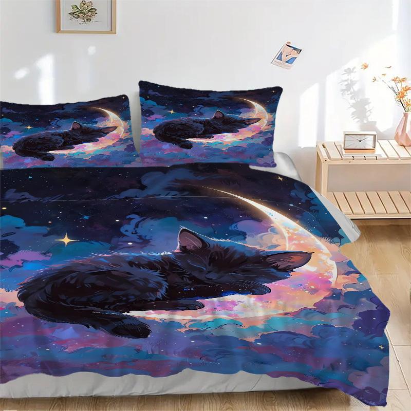 3pcs Celestial Whiskers Bedding Set Down Comforter Cover and Pillowcases, Suitable for Guest Room Home Decoration All Seasons(No Insert) S0819058