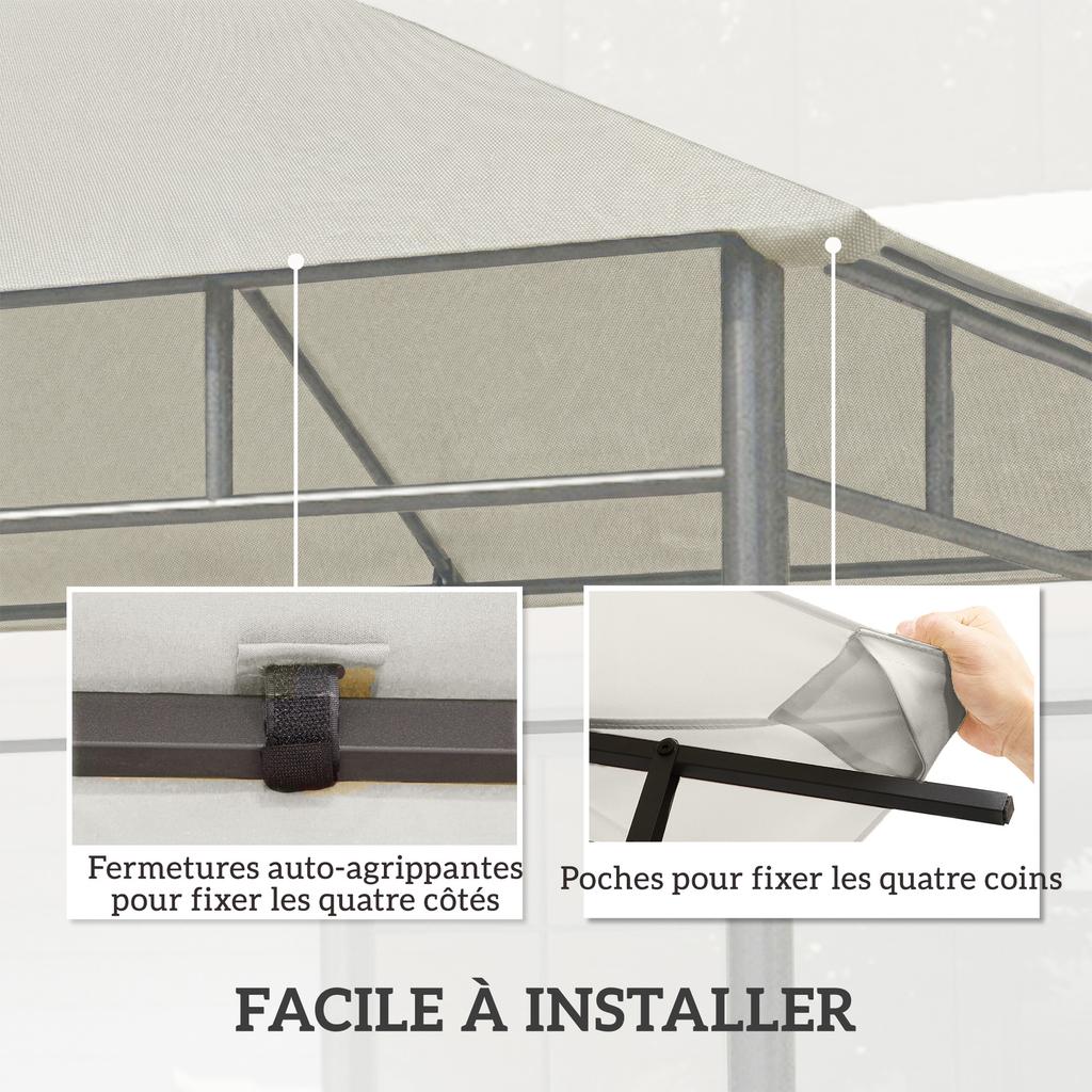 Replacement Gazebo Canopy, Polyester, 3 x 3 m, 180 g/m2, Grey