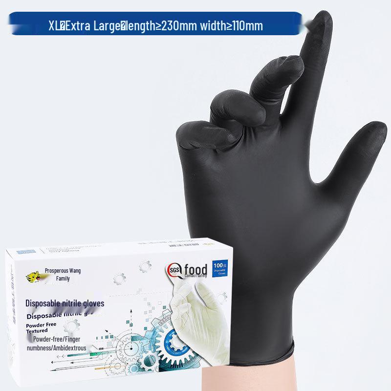 Durable Black Nitrile Gloves: Thick, High-Elasticity, Oil-Proof, Anti-Slip for Auto Repair & Mechanical Maintenance