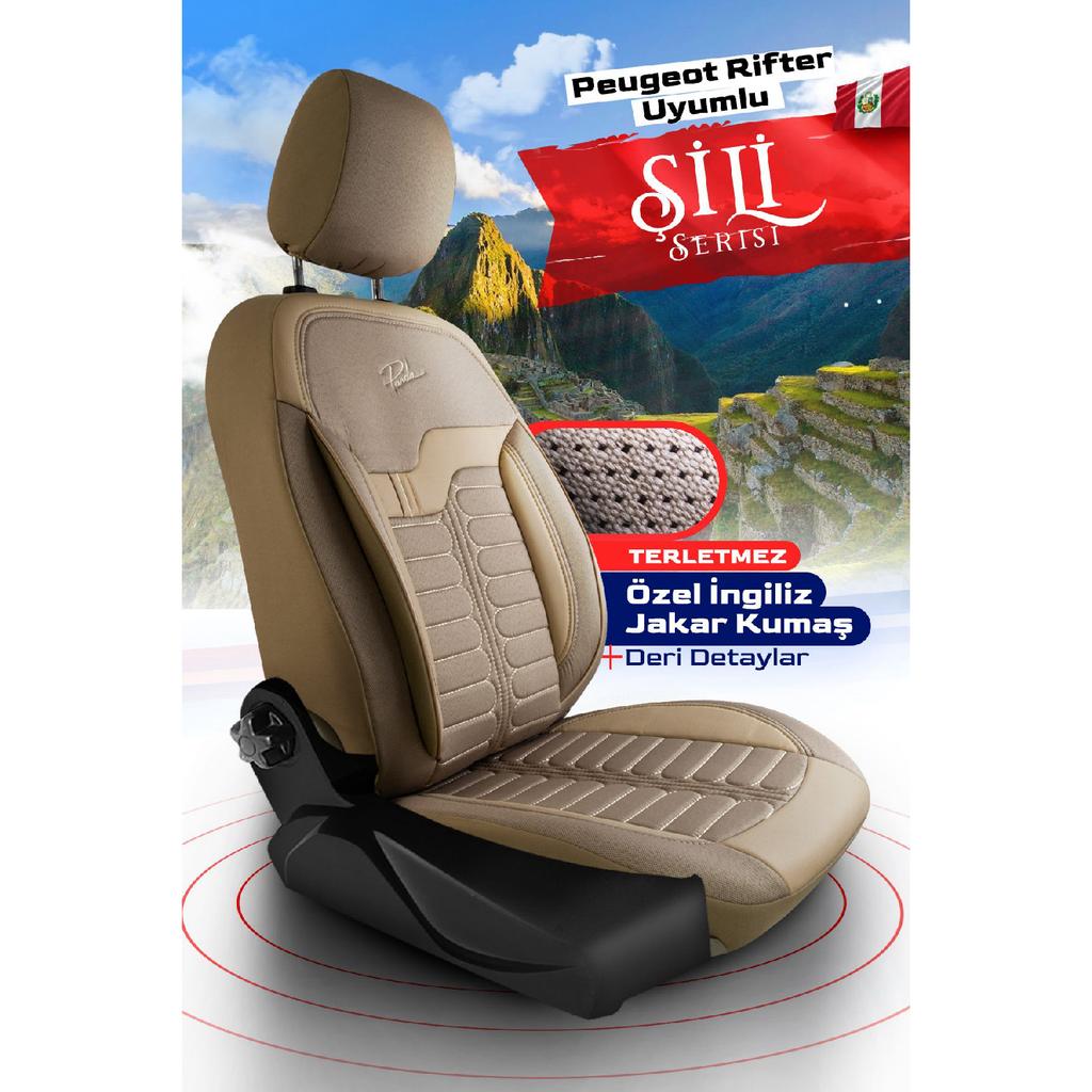 Panda Chile Series British Jacquard Fabric Peugeot Rifter Compatible Car Seat Cover - Full Set Compatible for All Vehicles Universal