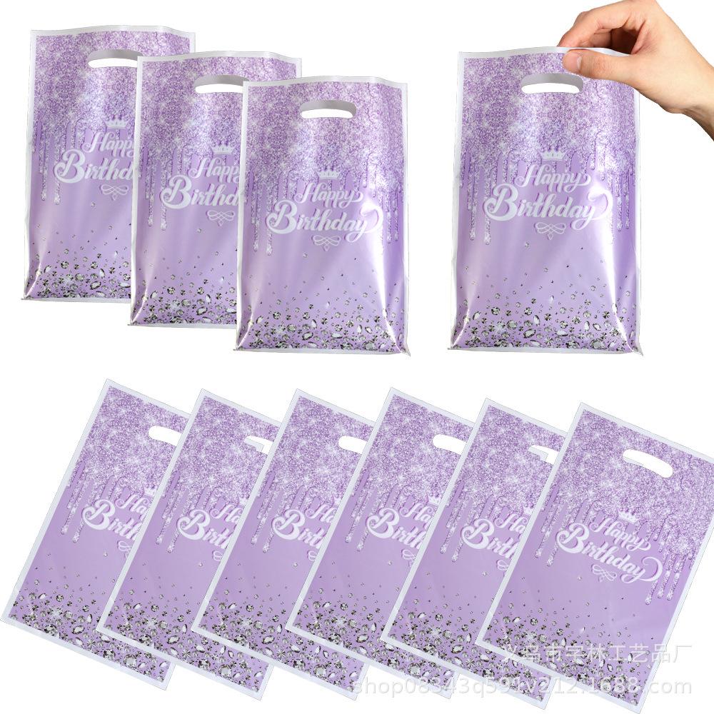Purple Diamond Disposable Tableware Set: Plates, Napkins, Tablecloth for Birthday Parties