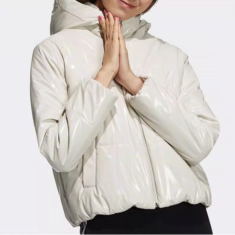 Adidas Neo Solid Color Hooded Long Sleeve Casual Cotton Jacket Women Jackets White H65449