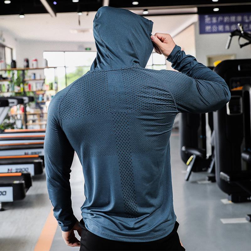 Men's Quick-Dry Hooded Training Suit - Long Sleeve Track & Field Running T-Shirt