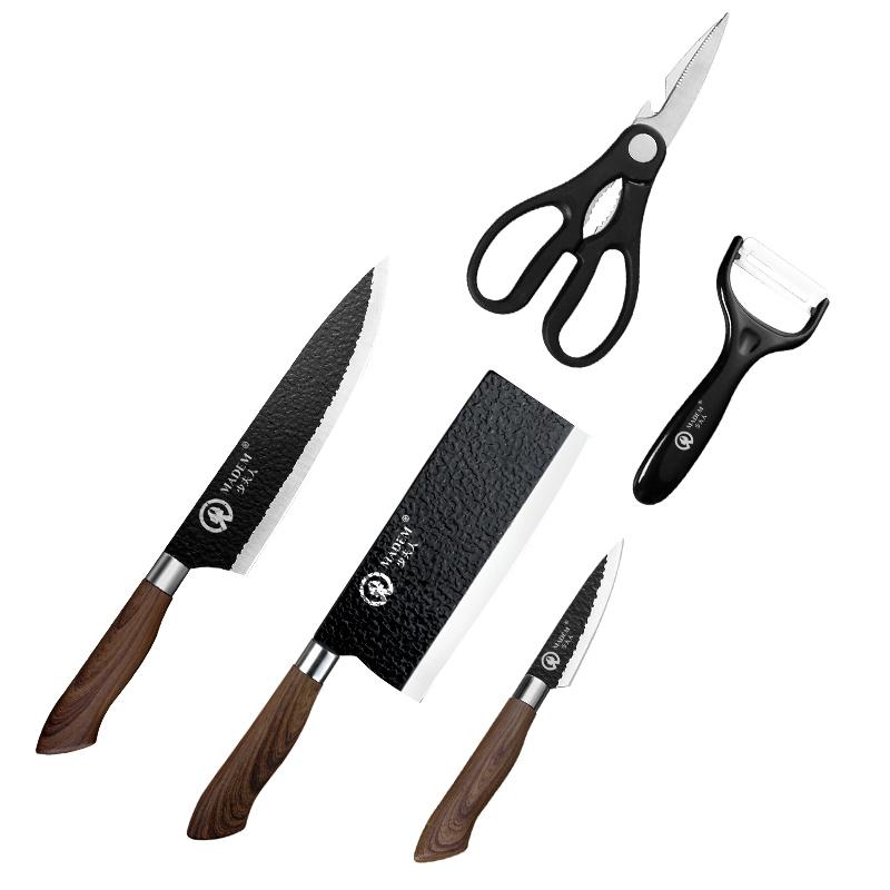 Stainless Steel 5 Pcs Non Stick Kitchen Knife Set Wooden Handle