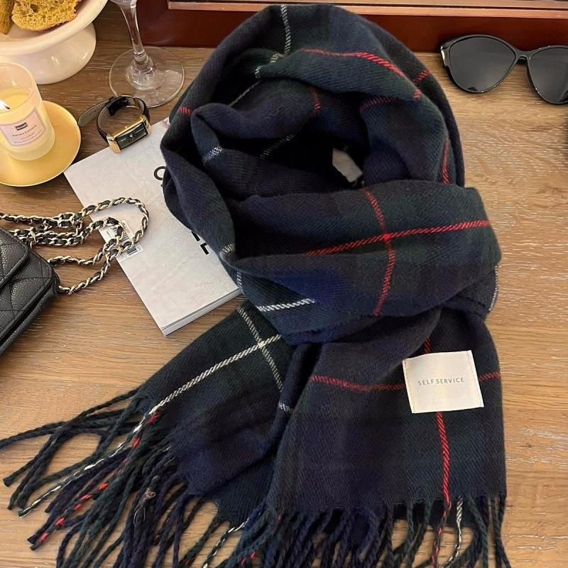 New Scarf Women's Winter Japanese and Korean Style All-match Plaid Warm Thickened Couple Scarf Student Shawl