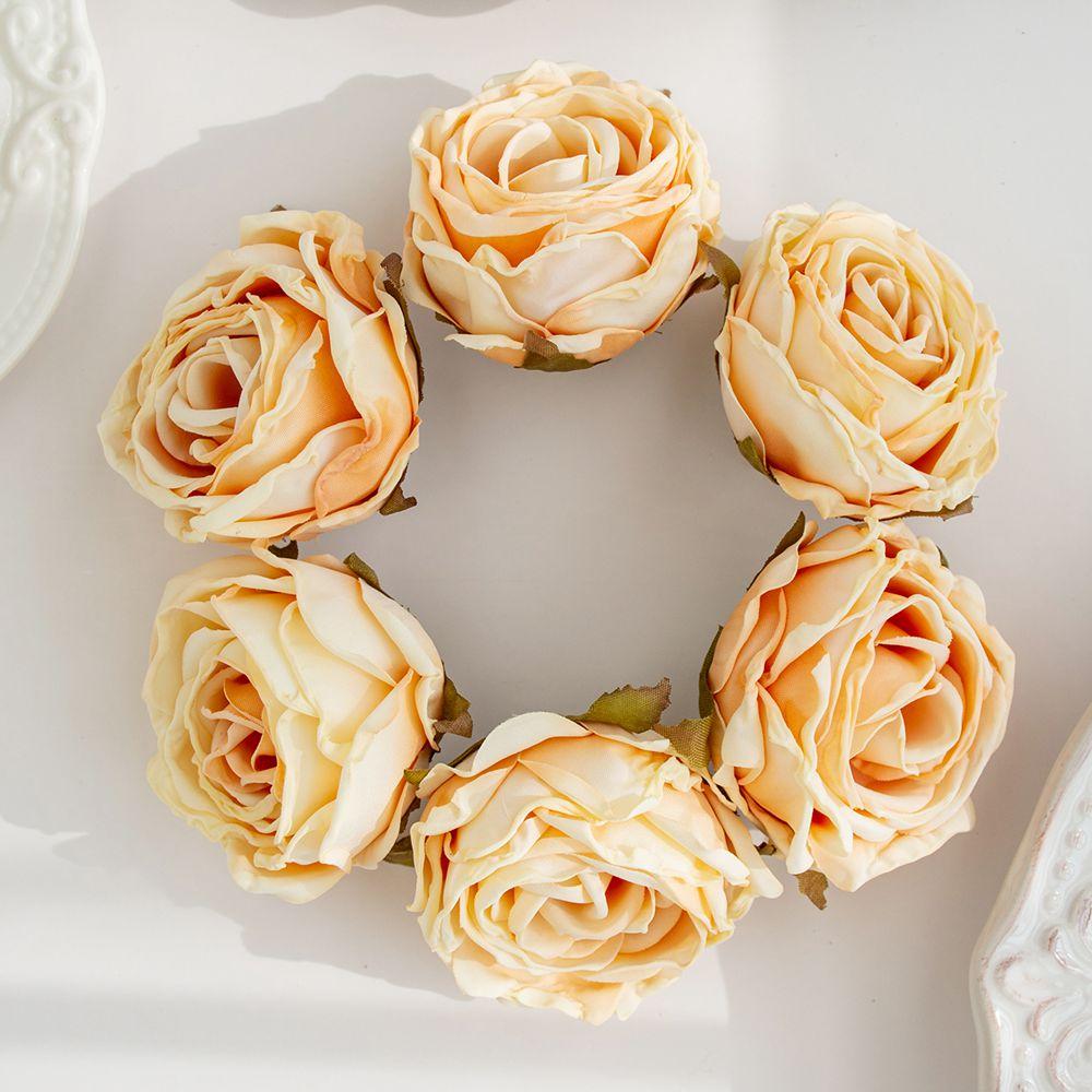 Sztuczny Kwiat Przypalane Krawędzie Róża Ślubny Bukiet Dekoracja Dom Ogród Zewnętrzny Festiwal Party Wieniec DIY Ins Prezent Scrapbook