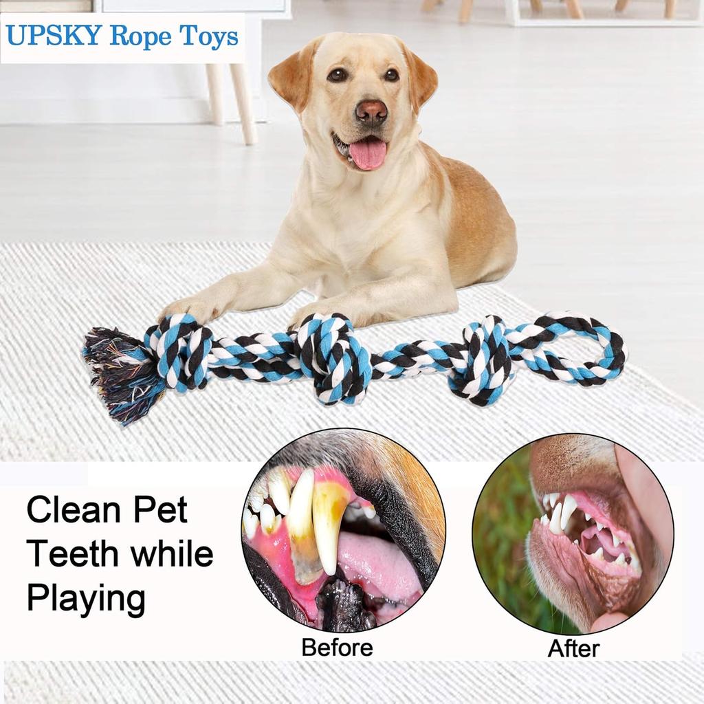 UPSKY Dog Rope Toys 2 Nearly Indestructible Pet Toys for Medium To Large Breed, Dental Cleaning Chew Toys, Dogs Tug Toy for Boredom, Teething for