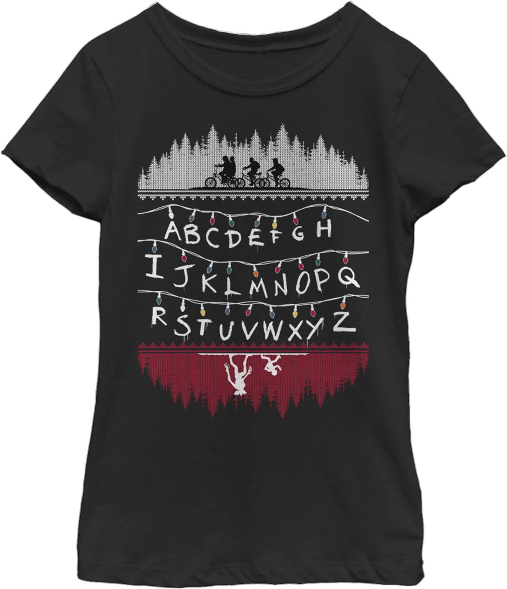 Fifth Sun Girls Stranger Things Alphabet Lights Girls Short Sleeve Tee Shirt S